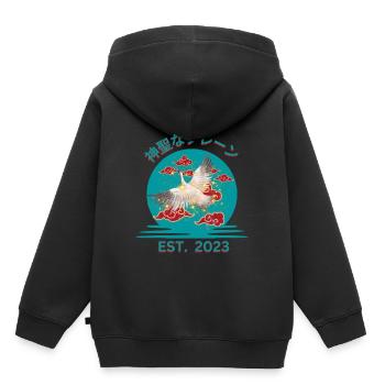 Grue sacrée - Sweat Premium à capuche enfant bio - noir - Dos - AI Model Kid Male (0cm)