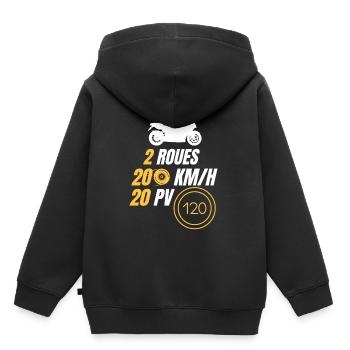2 roues, 200 km/h, 20 PV - Sweat Premium à capuche enfant bio - noir - Dos - AI Model Kid Male (0cm)