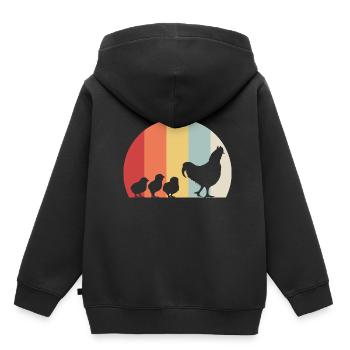 Hühner Kücken - Kinder Premium Organic Hoodie - Schwarz - Hinten - AI Model Kid Male (0cm)
