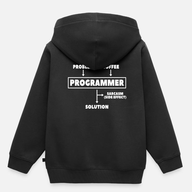 Coding Programmierer Nerd Informatik Kaffee - Kinder Premium Organic Hoodie - Schwarz