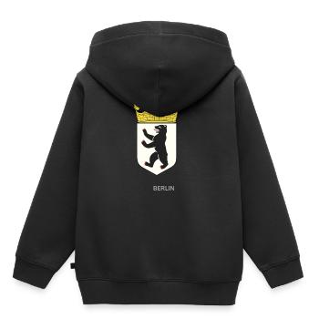 Idée cadeau Bärenstark, capitale de Berlin, blason - Sweat Premium à capuche enfant bio - noir - Dos - AI Model Kid Male (0cm)