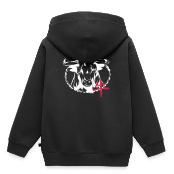 Stier japanisch Damon art face Skull devil T Shirt - Kinder Premium Organic Hoodie - Schwarz - Hinten - AI Model Kid Male (0cm)