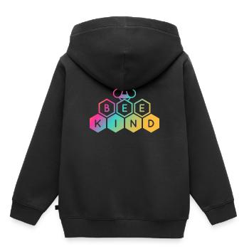 Soyez enfant, convivialité, diversité, humanité - Sweat Premium à capuche enfant bio - noir - Dos - AI Model Kid Male (0cm)