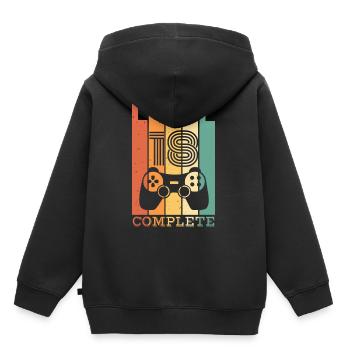 Enfants Niveau 18 ans t-shirt d’anniversaire Gamer - Sweat Premium à capuche enfant bio - noir - Dos - AI Model Kid Male (0cm)