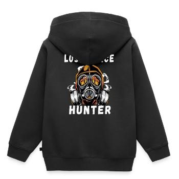 Caméra citation Lost Place Hunter Explorer cadeau - Sweat Premium à capuche enfant bio - noir - Dos - AI Model Kid Male (0cm)