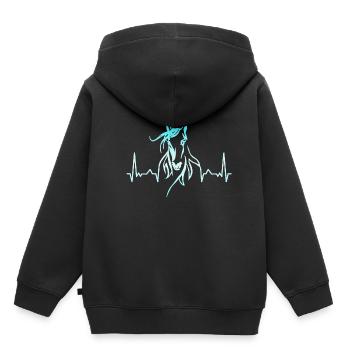 Pferd Herzschlag reiten - Kinder Premium Organic Hoodie - Schwarz - Hinten - AI Model Kid Male (0cm)