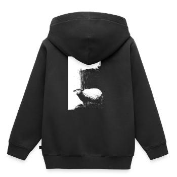 Schaf Schablone Art.-nr - Kinder Premium Organic Hoodie - Schwarz - Hinten - AI Model Kid Male (0cm)