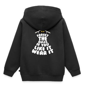Forget the Rules if you like it wear it - Kinder Premium Organic Hoodie - Schwarz - Hinten - AI Model Kid Male (0cm)