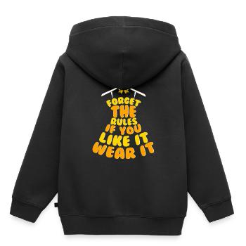 Forget the Rules if you like it wear it - Kinder Premium Organic Hoodie - Schwarz - Hinten - AI Model Kid Male (0cm)