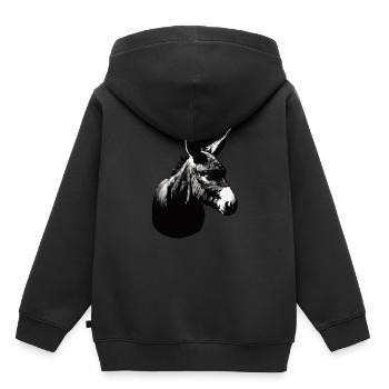 Impression au pochoir Artful d’âne - Sweat Premium à capuche enfant bio - noir - Dos - AI Model Kid Male (0cm)