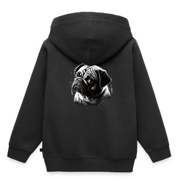 Mops-schablonen-design Weiß Und Schwarz - Kinder Premium Organic Hoodie - Schwarz - Hinten - AI Model Kid Male (0cm)