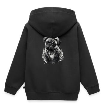 Mops-schablonen-design Weiß Und Schwarz - Kinder Premium Organic Hoodie - Schwarz - Hinten - AI Model Kid Male (0cm)