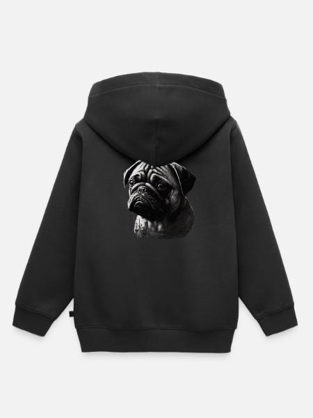 Mops-schablonen-design Weiß Und Schwarz - Kinder Premium Organic Hoodie - Schwarz