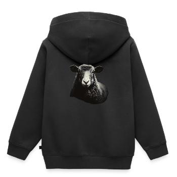 Schaf Schablone Art.-nr - Kinder Premium Organic Hoodie - Schwarz - Hinten - AI Model Kid Male (0cm)