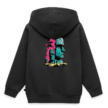Rapa Nui Moai Kopf Statue Osterinsel - Kinder Premium Organic Hoodie - Schwarz - Hinten - AI Model Kid Male (0cm)