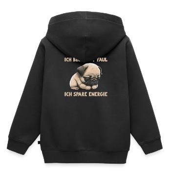 Je ne suis pas paresseux - j’économise de l’énergie - Sweat Premium à capuche enfant bio - noir - Dos - AI Model Kid Male (0cm)