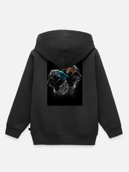 Mops Portrait - Kinder Premium Organic Hoodie - Schwarz