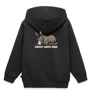 Mode économie d’énergie Âne endormi - Sweat Premium à capuche enfant bio - noir - Dos - AI Model Kid Male (0cm)