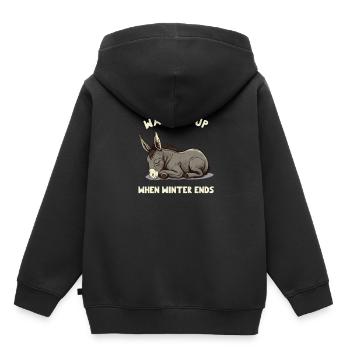 Réveille-moi quand l’hiver se termine âne endormi - Sweat Premium à capuche enfant bio - noir - Dos - AI Model Kid Male (0cm)