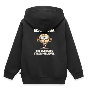 Yoga cérébral Le soulagement ultime du stress - Sweat Premium à capuche enfant bio - noir - Dos - AI Model Kid Male (0cm)
