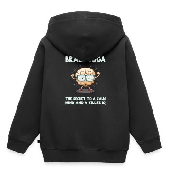 Brain Yoga The Secret to a Calm Mind & a Killer IQ - Kids Premium Organic Hoodie - black - Back - AI Model Kid Male (0cm)