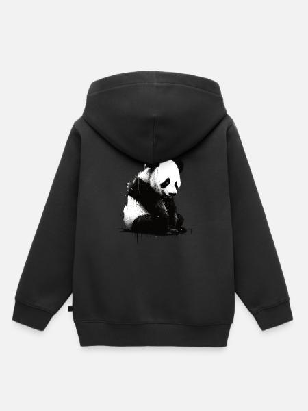 Panda-bär-schablone - Kinder Premium Organic Hoodie - Schwarz
