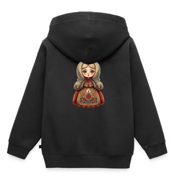 Matriochka - Sweat Premium à capuche enfant bio - noir - Dos - AI Model Kid Male (0cm)