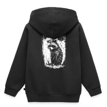 Waschbär Weiß & Schwarz Schablone - Kinder Premium Organic Hoodie - Schwarz - Hinten - AI Model Kid Male (0cm)