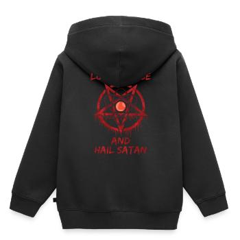 Aimez la science et saluez Satan - Sweat Premium à capuche enfant bio - noir - Dos - AI Model Kid Male (0cm)