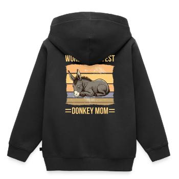 World Okayest Donkey Mom - Sweat Premium à capuche enfant bio - noir - Dos - AI Model Kid Male (0cm)