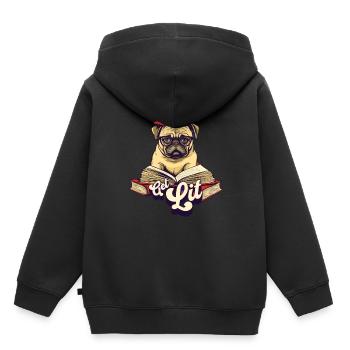 Get Lit Pug - Kids Premium Organic Hoodie - black - Back - AI Model Kid Male (0cm)