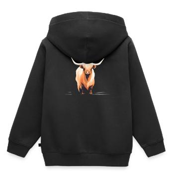 Conception géométrique de vaches des hautes terres - Sweat Premium à capuche enfant bio - noir - Dos - AI Model Kid Male (0cm)