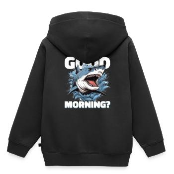 Guten Morgen Hai - Kinder Premium Organic Hoodie - Schwarz - Hinten - AI Model Kid Male (0cm)