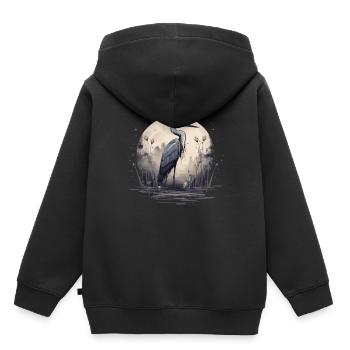 Héron cendré majestueux - Sweat Premium à capuche enfant bio - noir - Dos - AI Model Kid Male (0cm)
