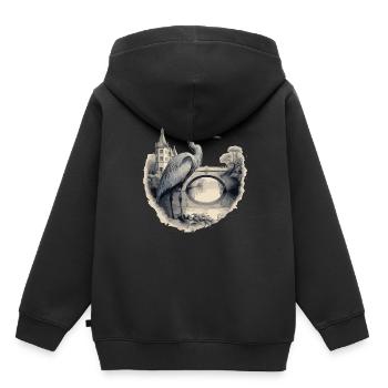 Héron cendré majestueux - Sweat Premium à capuche enfant bio - noir - Dos - AI Model Kid Male (0cm)