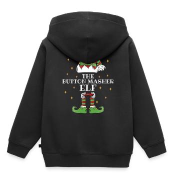 The Button Masher Elf Video Gaming - Kinder Premium Organic Hoodie - Schwarz - Hinten - AI Model Kid Male (0cm)