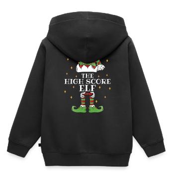 The High Score Elf Video Gaming - Kinder Premium Organic Hoodie - Schwarz - Hinten - AI Model Kid Male (0cm)