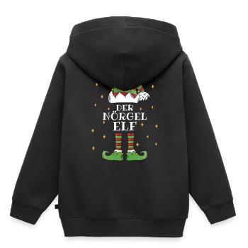 Der Nörgel Elf - Familien Weihnachtsoutfit - Kinder Premium Organic Hoodie - Schwarz - Hinten - AI Model Kid Male (0cm)