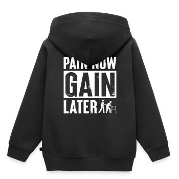 „schmerz Ertragen, Gewinn Annehmen – - Kinder Premium Organic Hoodie - Schwarz - Hinten - AI Model Kid Male (0cm)