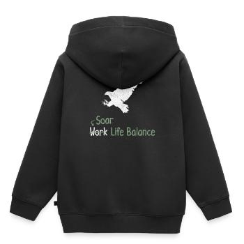Soar Work Life Balance – Hawk - Kids Premium Organic Hoodie - black - Back - AI Model Kid Male (0cm)