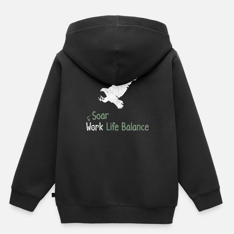 Envolez-vous l’équilibre entre vie professionnelle et vie privée – Hawk - Sweat Premium à capuche enfant bio - noir