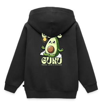Peace, Love & Avocado – Umweltfreundliche - Kinder Premium Organic Hoodie - Schwarz - Hinten - AI Model Kid Male (0cm)