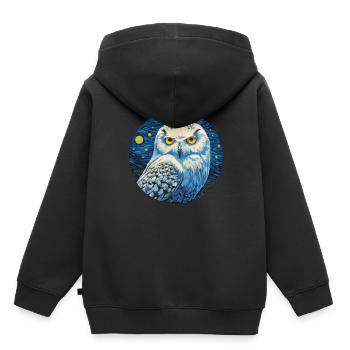 Sternennachteule – Weisheit Im Mondlicht - Kinder Premium Organic Hoodie - Schwarz - Hinten - AI Model Kid Male (0cm)