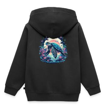 Himmlische Meeresschildkröte – Aquatische - Kinder Premium Organic Hoodie - Schwarz - Hinten - AI Model Kid Male (0cm)