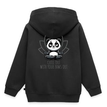 Chill Out With Your Paws Out Panda Yoga - Kinder Premium Organic Hoodie - Schwarz - Hinten - AI Model Kid Male (0cm)