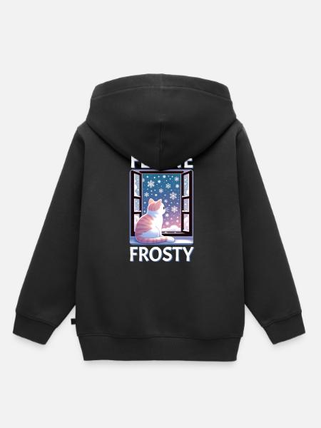 Feline Frosty Cat - Kinder Premium Organic Hoodie - Schwarz