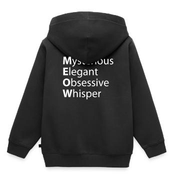 Miaou Mystérieux Élégant Murmure obsessionnel - Sweat Premium à capuche enfant bio - noir - Dos - AI Model Kid Male (0cm)