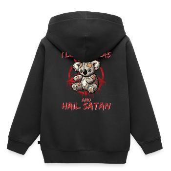 J’aime les koalas et je salue Satan Gothic Metal Fun - Sweat Premium à capuche enfant bio - noir - Dos - AI Model Kid Male (0cm)