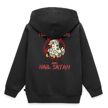 J’aime les coqs et je salue Satan Heavy Metal Gothique - Sweat Premium à capuche enfant bio - noir - Dos - AI Model Kid Male (0cm)