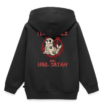 J’aime les phoques et je salue Satan Gothique Heavy Metal Fun - Sweat Premium à capuche enfant bio - noir - Dos - AI Model Kid Male (0cm)